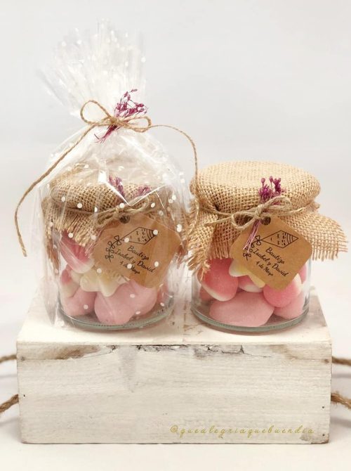 Detalles Eventos_Dulces_Chuches en botes de cristal decorado__