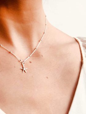 Collar De Plata Bolitas Estrella