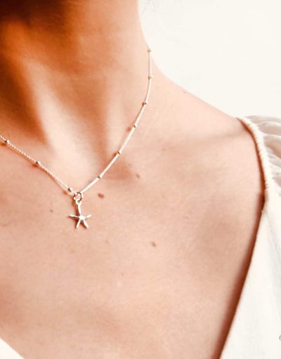 Collar De Plata Bolitas Estrella