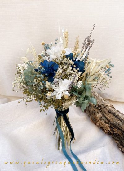 Ramo Preservado Novia en tonos azules y blancos